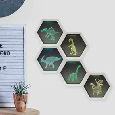 China Modern Christmas Gift For Home Touch 7 Color Brachiosaurus Light Quantum Dinosaur Boy Decor Hexagons Honeycomb Shape DIY Modular Night Light for sale