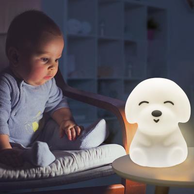 China Modern Night Light Silicone Cute Baby Bedside Doggie Train Rechargeable Kids Lamp For Nursery Illusion Table Lamp Touch Sensor Led Toy for sale