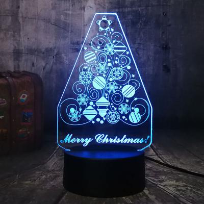 China 3D Remote Control USB Desk Lamp Durable Creative Warm Home Decor Happy New Year Snowflake Christmas Tree LED Lighting RGB Night Light for sale