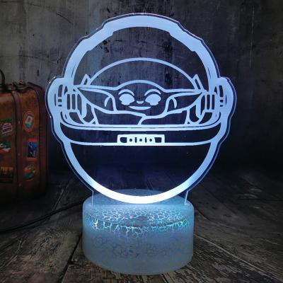 China Home Bedroom Living Room Gift for Boy Party Decor Table Lamp Cinema Fans Surround Spaceship Yoda Slot Base Motion Sensor Touch 3D Smart LED Night Light for sale