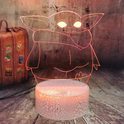 China Home Bedroom Living Room Christmas Gift For Cute Yoda Master Smart Touch Base Slot Slit 3D Star Cool Novelty 3D Star Kids Light USB for sale