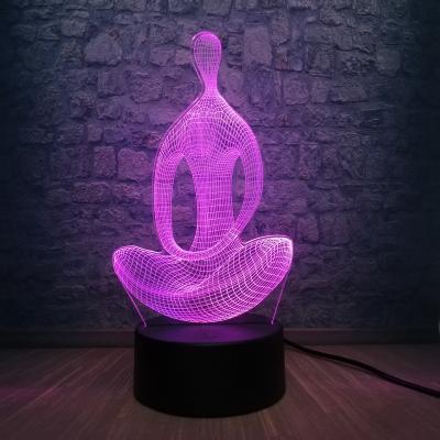 China Novelty 3D Lamp Yoga Meditation USB Night Light Multicolor Lava RGB LED Lighting Luminaria Table Kids Christmas Gifts Home Deacorative for sale