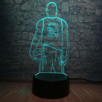 China Novelty 3D Basketball Player Illusion Night Light Kobe Bryant Jersey Sport LED Touch Bedroom USB Lamp Kids Gift Table Decor Kid Toy for sale