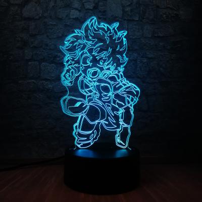 China Novelty Movie Boku No Hero Academia 3D Figure Midoriya Izuku Led Night Light Illusion 7 Color Changing Bedroom Decor Kid Gift for sale