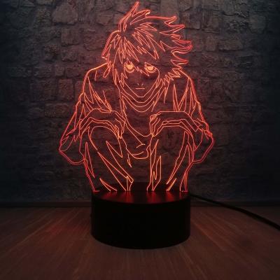 China NEW Lawliet Stock Number LED Table NIGHT LIGHT Cartoon Toy Luminaria Teen Room Decor 3D Lamp Multicolor 2022 Note L Note Gift for sale