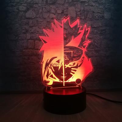 China Novelty 3D Sasuke Led Night Light Uzumaki Face 7 Color Changing Room Decor Lamp USB Charging Bedside Instrument Child Birthday Christmas Teen Gift for sale