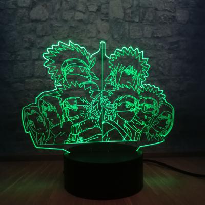 China Novelty Anime Uzumaki Family 3D LED Lamp Kakashi Uzumaki Sasuke USB Charging Sleeping Night Light Teen Room Kid Birthday Christmas Gift Decorative for sale