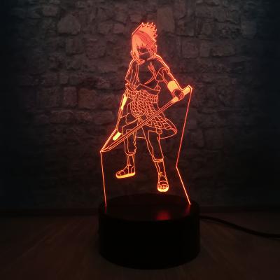 China Novelty 3D Uzumaki Uchiha Sasuke Model LED USB Lamp Charge 7 Color Changing Night Light Teen Room Christmas Gift Anime Decorative Toy for sale