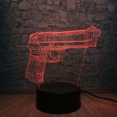 China New Novelty Battle Royale Game PUBG TPS Pistol Rifle 3D Night Light USB Blub 7 Color Change Boy Room Decor Christmas Gift Kid Toys for sale