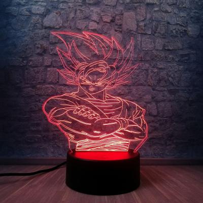 China Novelty Superhero Dragon Ball Son Goko 3D USB LED Lighting 7 Colors Change Illusion Teen Room Desk Decor Kids Halloween Gift Toys for sale