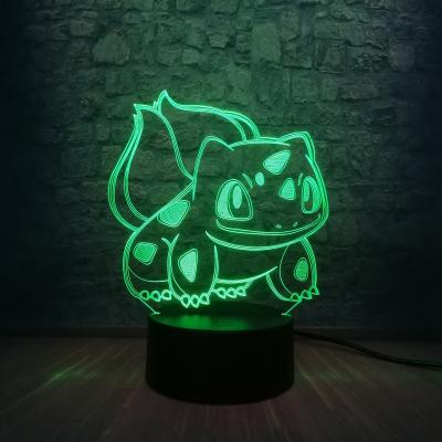 China Novelty Children's Day Gift 3D Cartoon USB Lamp Pokeball Bulbasaur Pokemon Animal Multicolor Night Light Holiday Child Visual Toy for sale