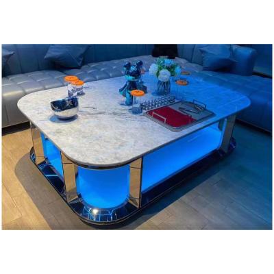 China Multifunctional Hot sale diversified stainless steel metal frame side tea table hotel KTV multifunctional tea table for sale