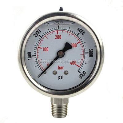 China Widely All High Pressure Accuracy 1.6%, 400 Bar Pressure Stainless Steel Bottom Connection 304 Gauge Gauge for sale