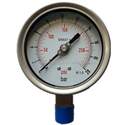 China High Accuracy EN837-1 Bourdon Tube Brass Pressure Gauge All Stainless Steel Pressure Gauge 20bar for sale