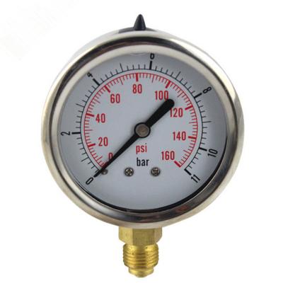 China EN837-1 Stainless Steel Bottom Connection Glycerine Filled Pressure Gauge 1.5