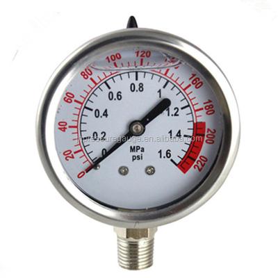 China Stainless Steel Case Brass Internal All Stainless Steel Bourdon Tube Pressure Gauge OEM Type for sale