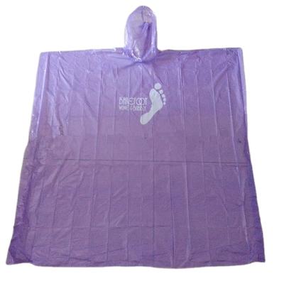 China Promotional Custom Purple Disposable Waterproof Logo Rain Poncho for sale