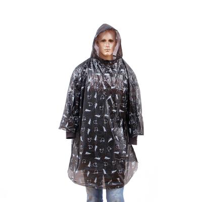 China 100% Waterproof PE Rain Poncho Promotional Printing All Over Log Customized With Hood for sale