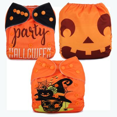 China Halloween Cloth Printing Baby Adjustable Eco Friendly Cloth Diaper Reusable Diaper for sale