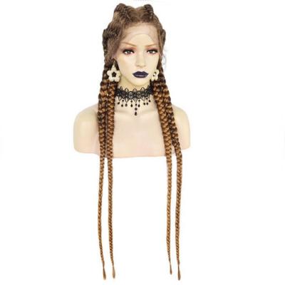 China Natural Matching Lace Front Wigs Long Braided Hair Crochet Synthetic Fiber Hair Wig Lace Up Chemical Fiber Hair Wig for sale