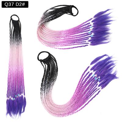 China Wholesale Colored Gradient Color Gradient Faux Synthetic Handwoven Synthetic Hair Extensions Braided Ponytail Ponytail Hair Extensions for sale