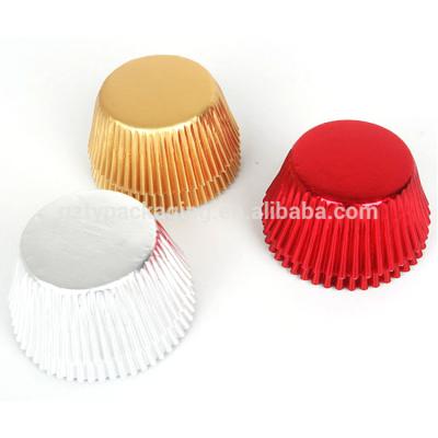 China Disposable Mini Gold Foil Cupcakes Cup Aluminum Foil Cupcake Wrapper Decoration Cup Cake Silver Red Red Baking Tool for sale