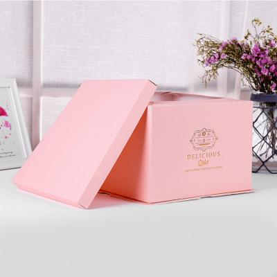 China Disposable Custom Design Cake Packaging Box 8 Inch 10 Inch Wedding Birthday Pink Cake Packaging Box for sale