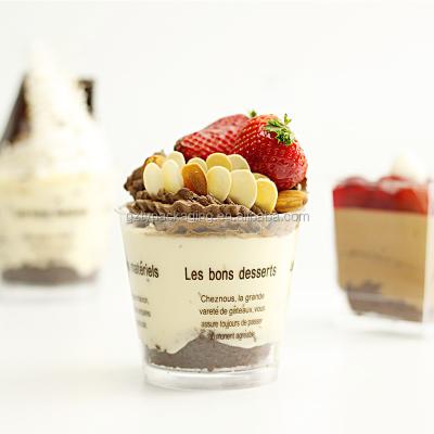 China Biodegradable Size Custom Logo Disposable Ice Cream Eco Friendly Stocked Clear Disposable Plastic Cup for sale