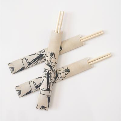 China Cheap Disposable Bamboo Wooden Chopsticks Packaging Paper Chopsticks Custom LOGO for sale