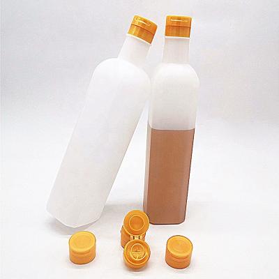 China 1L Kitchen Square Bottle Plastic Frosted PE Bottle For Oil Packing for sale