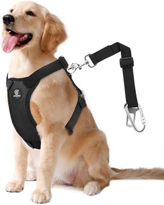 China Wholesale Custom Adjustable DETACHED Pet Own Logo Dog Harness With Retractable Leash Car Dog Harness for sale