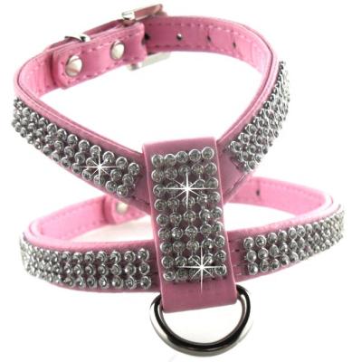 China Hot Selling Custom Made Faux Stone Velvet Pet Trunk Strap Luxury Dog Chain Dog Harness With Leash for sale