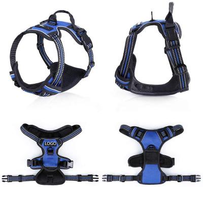 China Custom DETACHED Logo High Quality Hot Sale Amazon Large Reflective Cotton Adjustable Puppy No Pull Dog Harness for sale