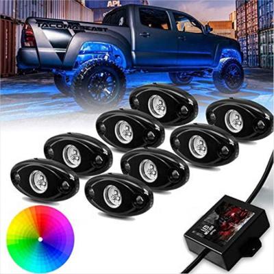 China OVOVS 9W Blue-Tooth Control IP67 4 Inch Diecast Aluminum Housing Pod Under Car Light 2 Inch RGB Led Rock Light For Car Truck for sale