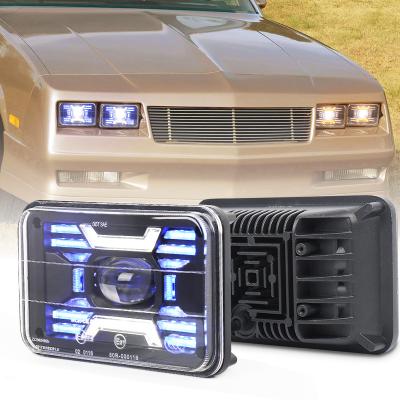 China Hot Selling DOT Square 20W LED Headlight DRL Blue White Ford Mustang OVOVS X-type 4x6 Rectangle 4x6 Led Headlamp For Truck for sale