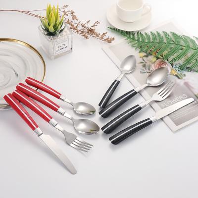 China Disposable Cheap Price 430 Design Party 24PCS Colorful Stainless Steel Cutlery Set With PVC Box for sale