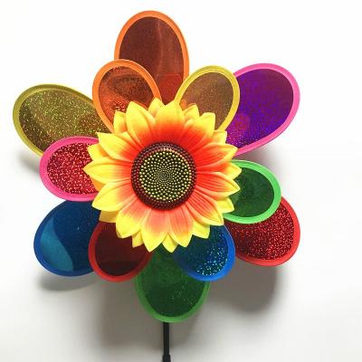 China Children's Toy Colorful Cartoon Windmill Pet Sequin Sunflower Spinning Spinner Windmill for sale