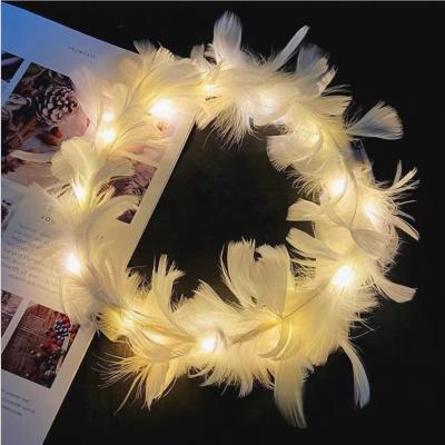 China Christmas Party Feather Headdress LED Feather Headdress Wedding Party 2021 for sale