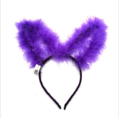 China High Quality Fashion Feather Ear Led Luminous Children's Advance Cat Ear Headband Rabbit Ear Headband Luminous Hair Band for sale