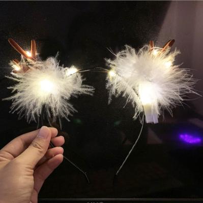 China High Quality Fashion Amazon Christmas Hair Band Antlers Headband Deer Ears Christmas Party Headdress Night Lamp Holder With Light. for sale