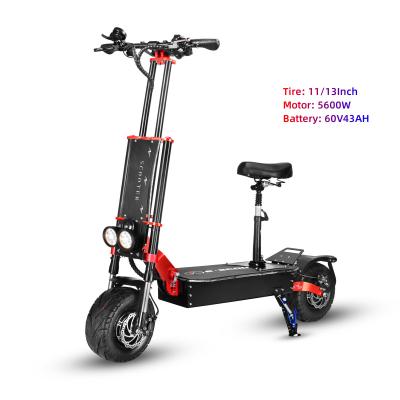 China Unisex 13 Inch Dual Drive Alloy Frame 60v 5600w Aluminum Electric Scooter With Seat for sale