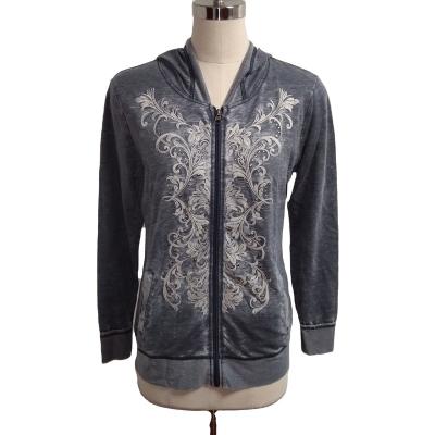 China Anti-Wrinkle Fleece Zipper Hoodie Washed Custom Women Embroidery Hoodie for sale