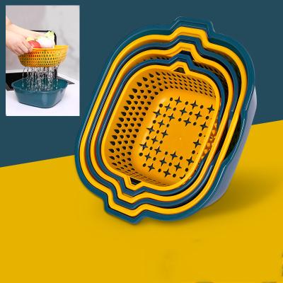 China 6-Piece PP Kitchen Sustainable Hot Selling Plastic Fruit Vegetables Wash And Drain Basket Colander Sieve for sale