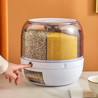 China Freshness Preservation 360 Degree Rotating Kitchen Plastic Food Storage Container Rice Sealed Dispenser for sale