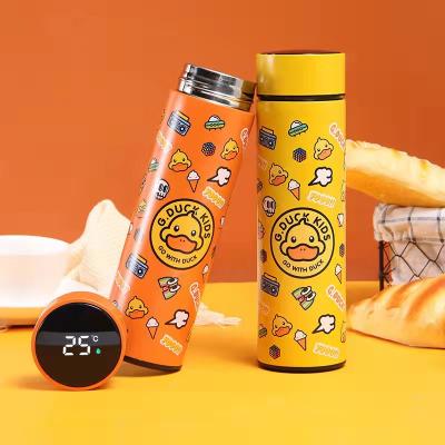 China Sustainable Kids Smart LED Insulated Flask, Stainless Steel Temperature Display Water Bottle With Tea Strainer For Tea, Travel Mug for sale