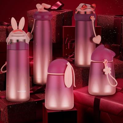 China Christmas Promotion Gift Baby Bunny Rabbit Gradient Starry Sky Stainless Steel Coffee Thermos Cups Viable Water Bottles for sale