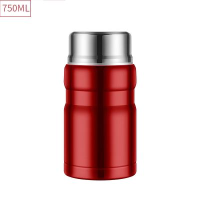 China PORTABLE 500/750ml Double Wall Vacuum Insulated Food Grade 304 Stainless Steel Soup Thermos Jar With Folding Spoon for sale