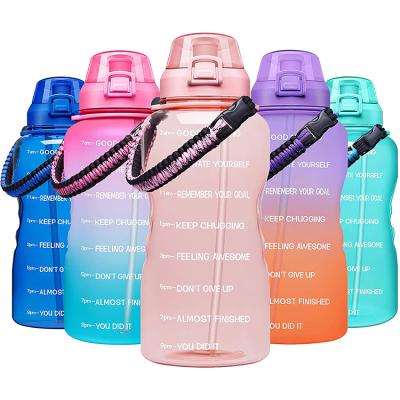 China 2021 Viable Hot Selling 1 Gallon Plastic Water Bottles Unique Gradient Color With Time Marker And Motivational Words for sale