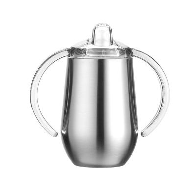 China 2021 Sustainable Hot Sale 12oz Stainless Steel Baby Sippy Cup With Spout Egg Shape Tumbler With Double Handle for sale