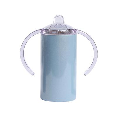 China 2021 New Design 12oz Sustainable Stainless Steel Baby Sippy Cup With Spout Tumbler Baby Bottles With Double Handle for sale